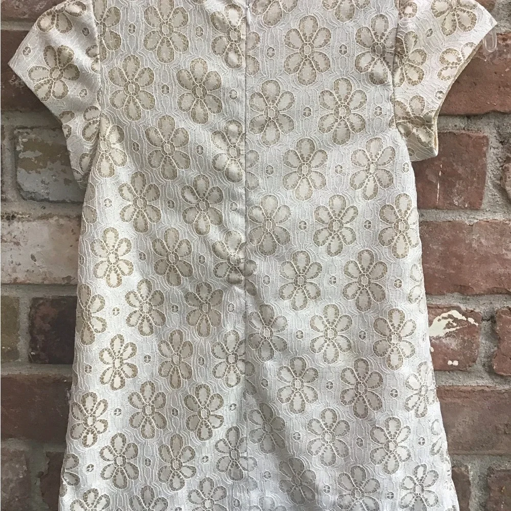 Floral Gold Lace Dress with Bow Accent size 8